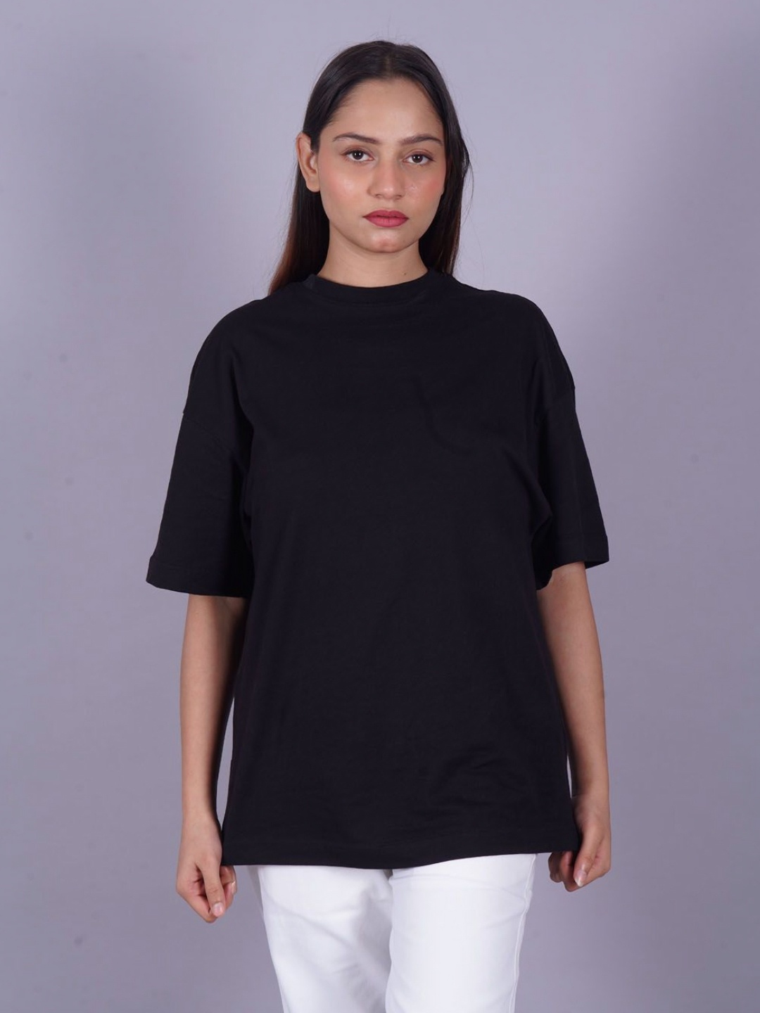 

VYVE Women Pack Of 2 Round Neck Solid T-shirt, Black