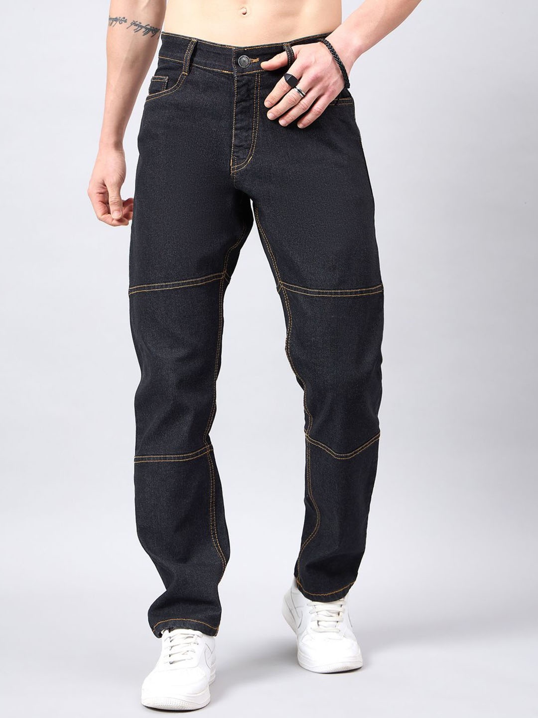 

STUDIO NEXX Men Relaxed Fit Mid-Rise Stretchable Cargo Jeans, Grey