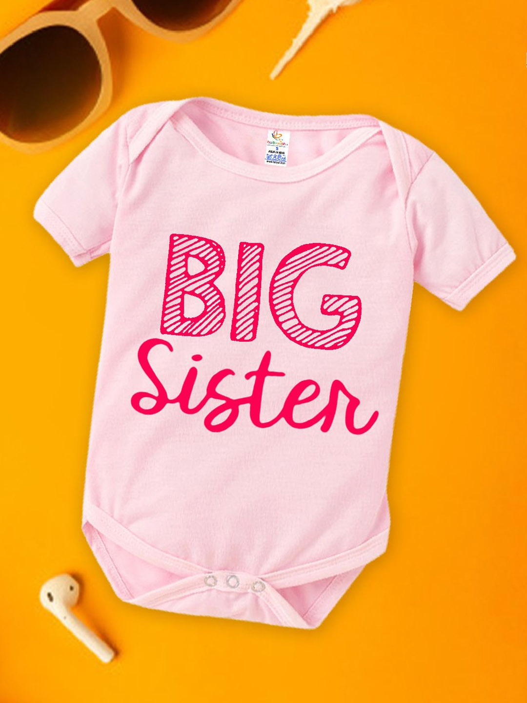 

Babywish Infants Printed Cotton Bodysuit, Pink