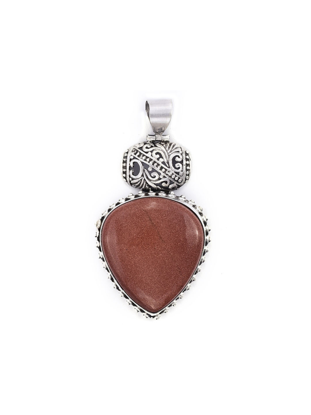 

Exotic India Sunstone Stylish Sterling Silver Pendant