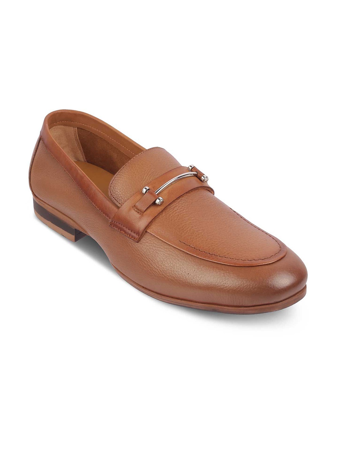 

Tresmode Men Leather Regular Height Loafers With Buckles, Tan