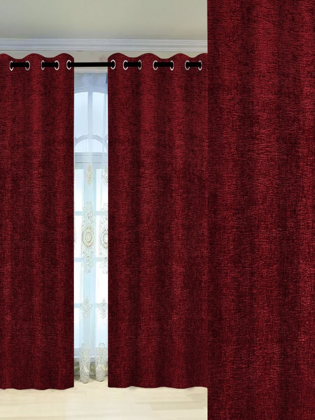 

Tesmare Maroon Room Darkening Door Curtain