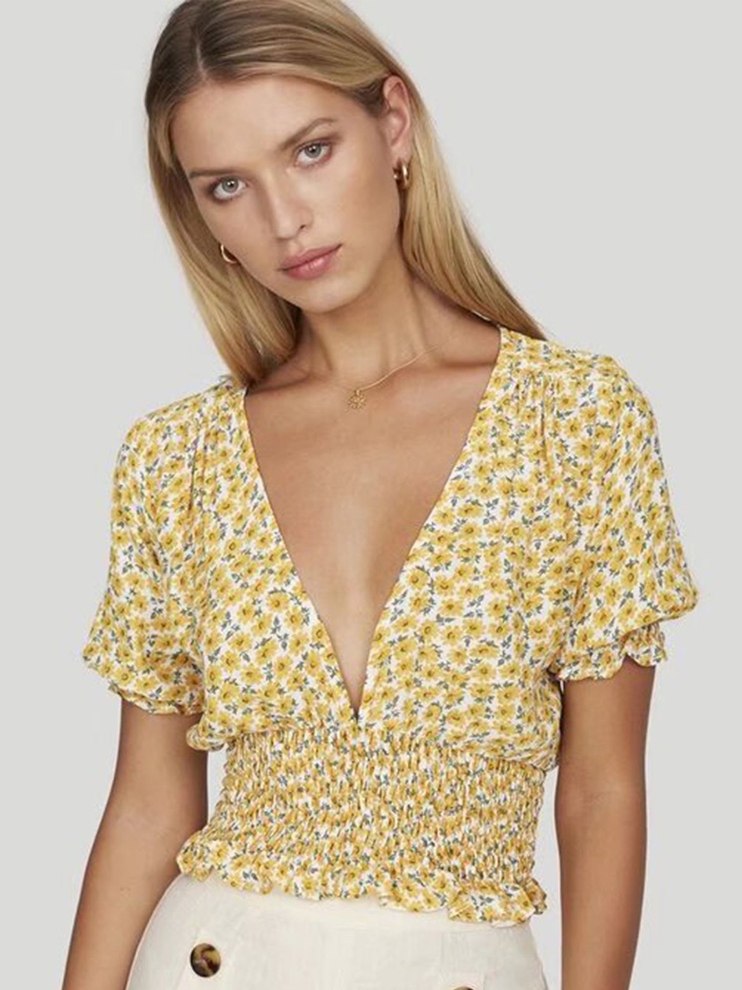 

LULU & SKY Floral Print Top, Yellow