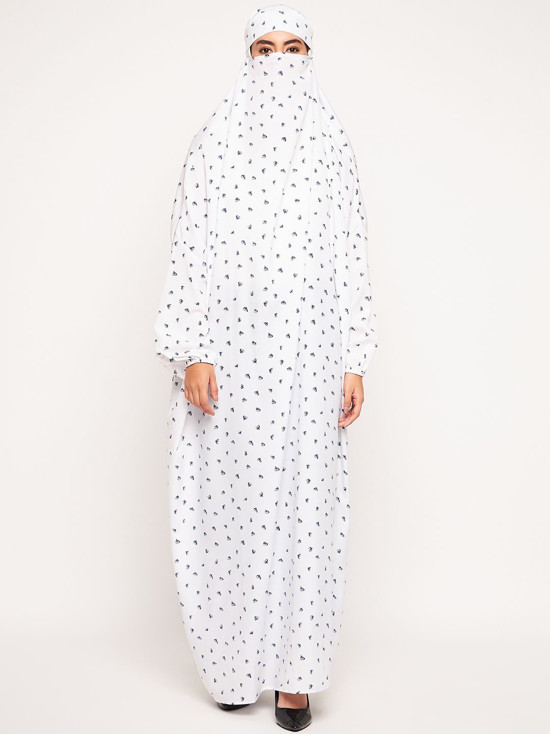 

NABIA Printed Round Neck Jilbab Burqas, White