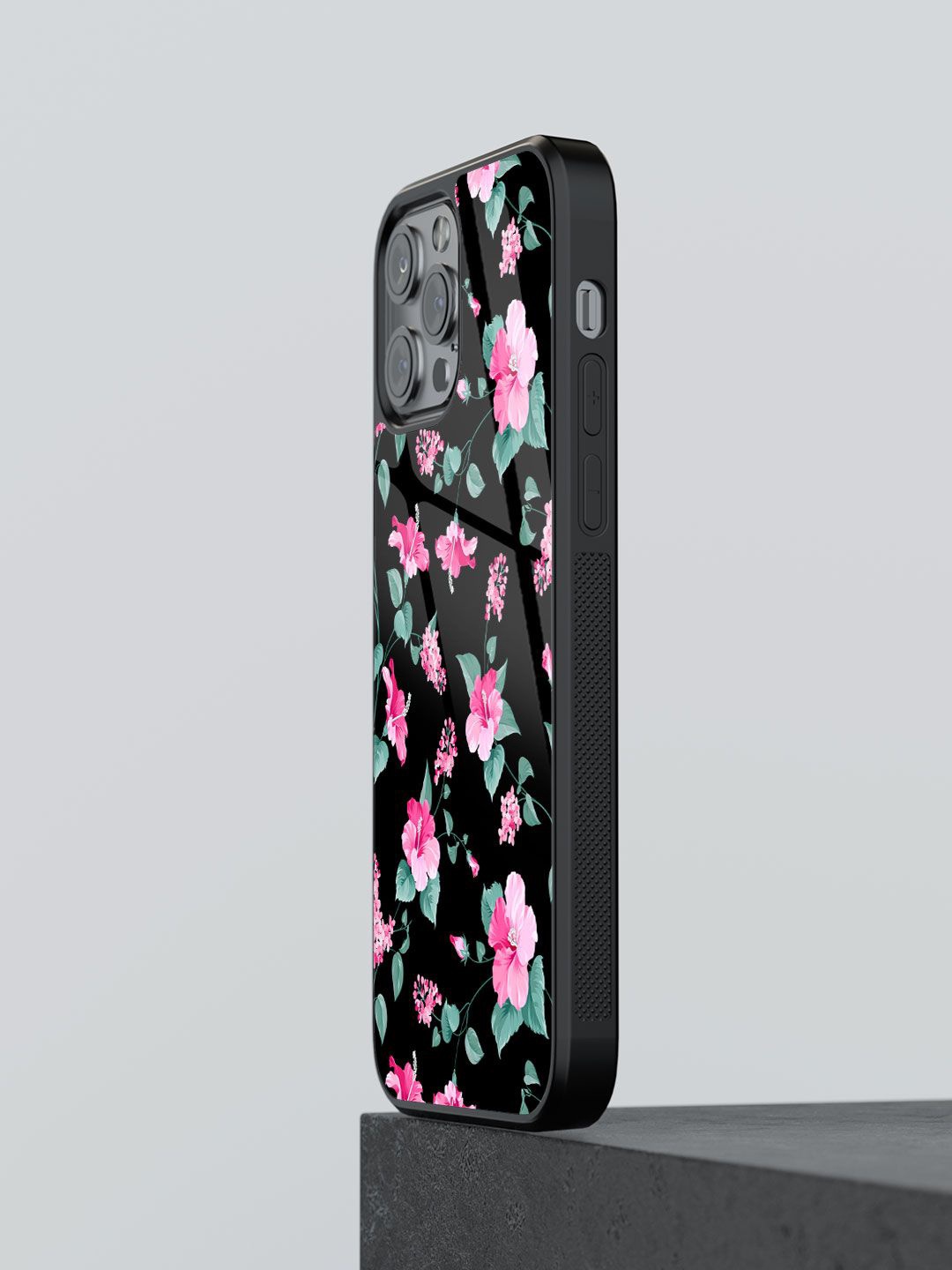 

macmerise Floral Printed iPhone 12 Pro Back Case Mobile Accessories, Black