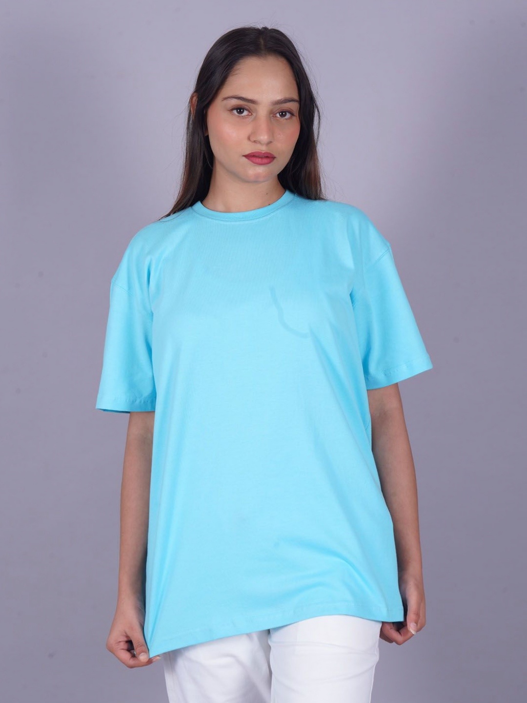 

VYVE Women Pack Of 2 Round Neck Solid T-shirts, Blue