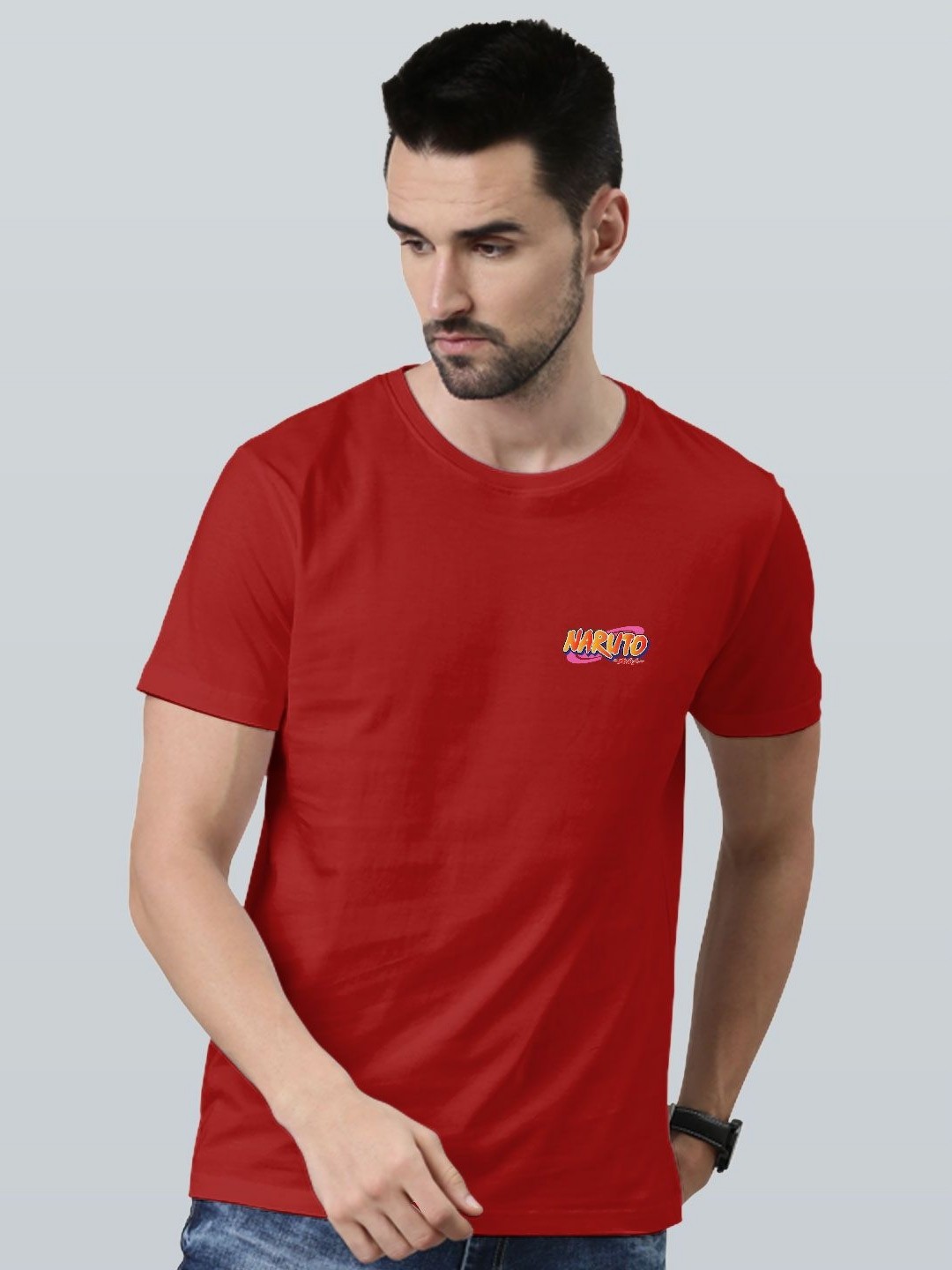 

macmerise Men Printed Applique T-shirt, Red