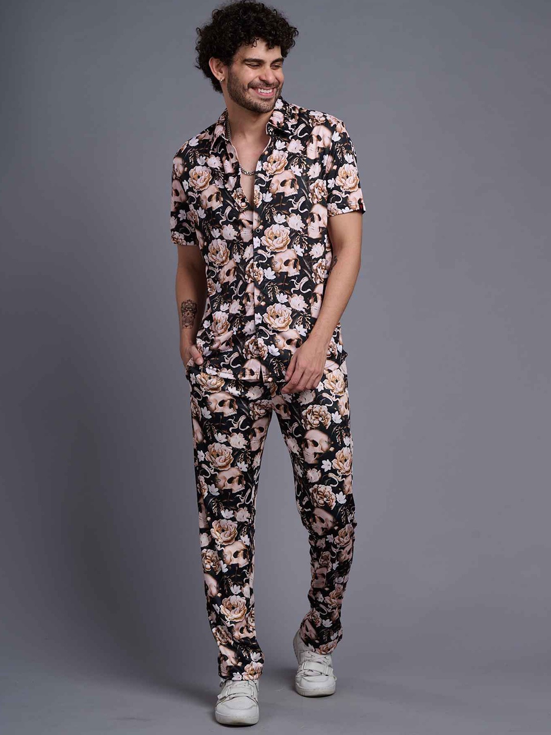 

GO DEVIL Printed Pure Cotton Shirt With Trousers, Black