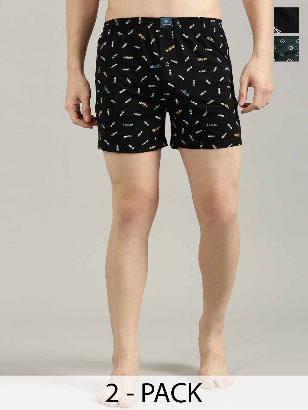 

Joven Pack Of 2 Printed Pure Cotton Boxers JB2K-05, Green