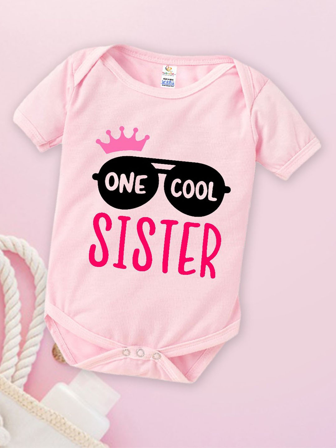 

Babywish Infants Printed Cotton Romper, Pink