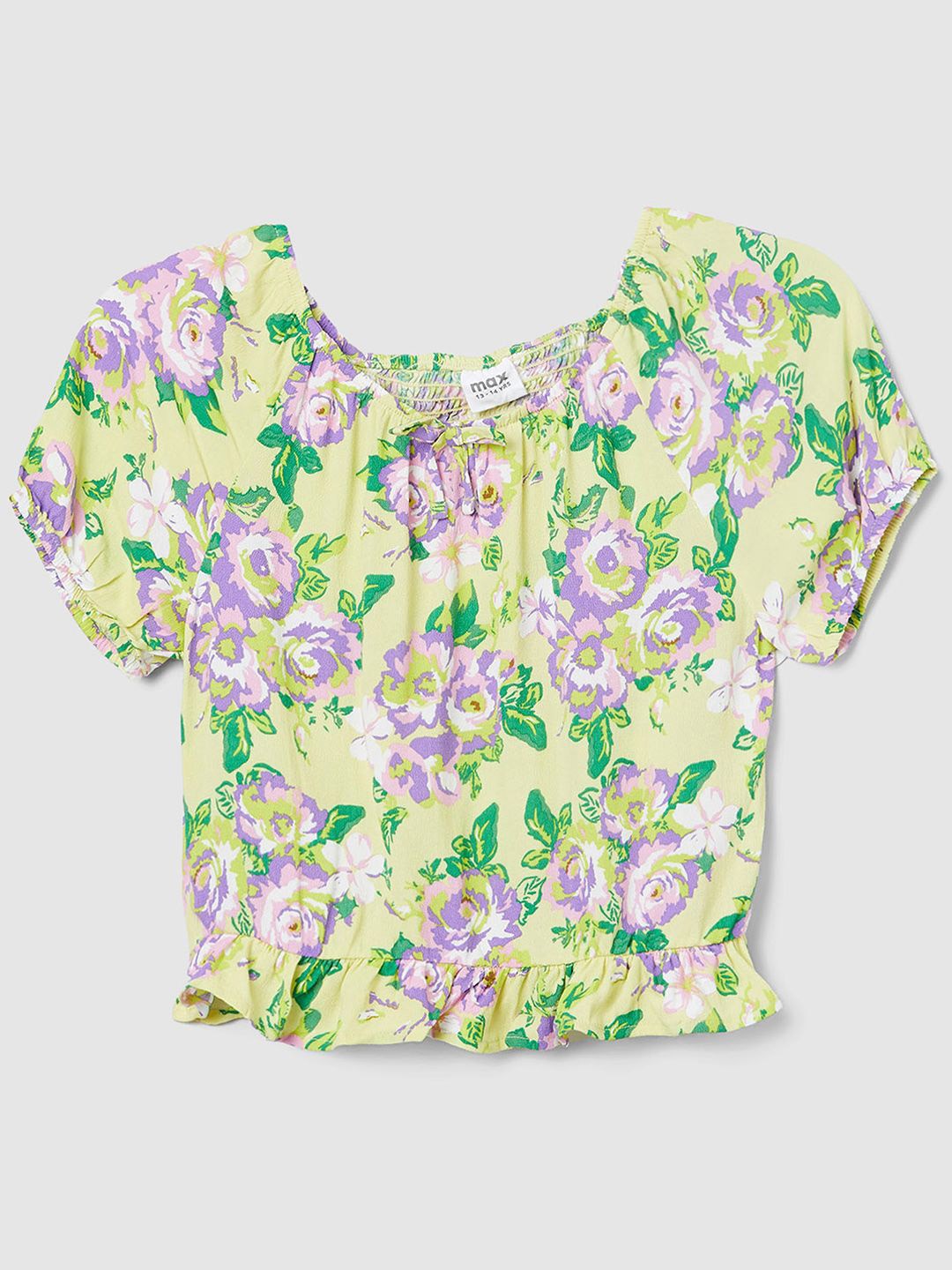 

max Floral Print Cotton Top, Green