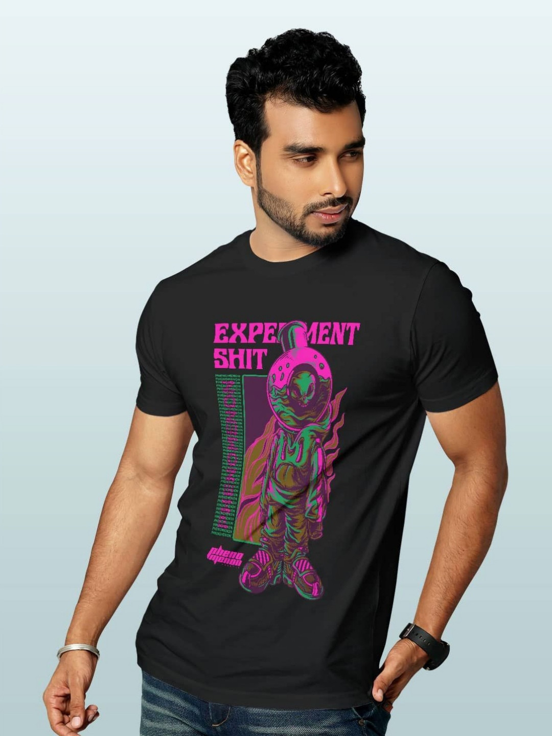 

macmerise Men Printed Applique T-shirt, Black