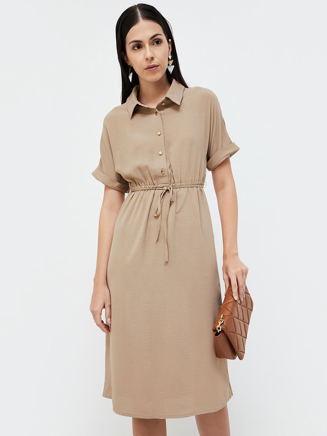 

CODE by Lifestyle Shirt Collar Shirt Dress, Brown