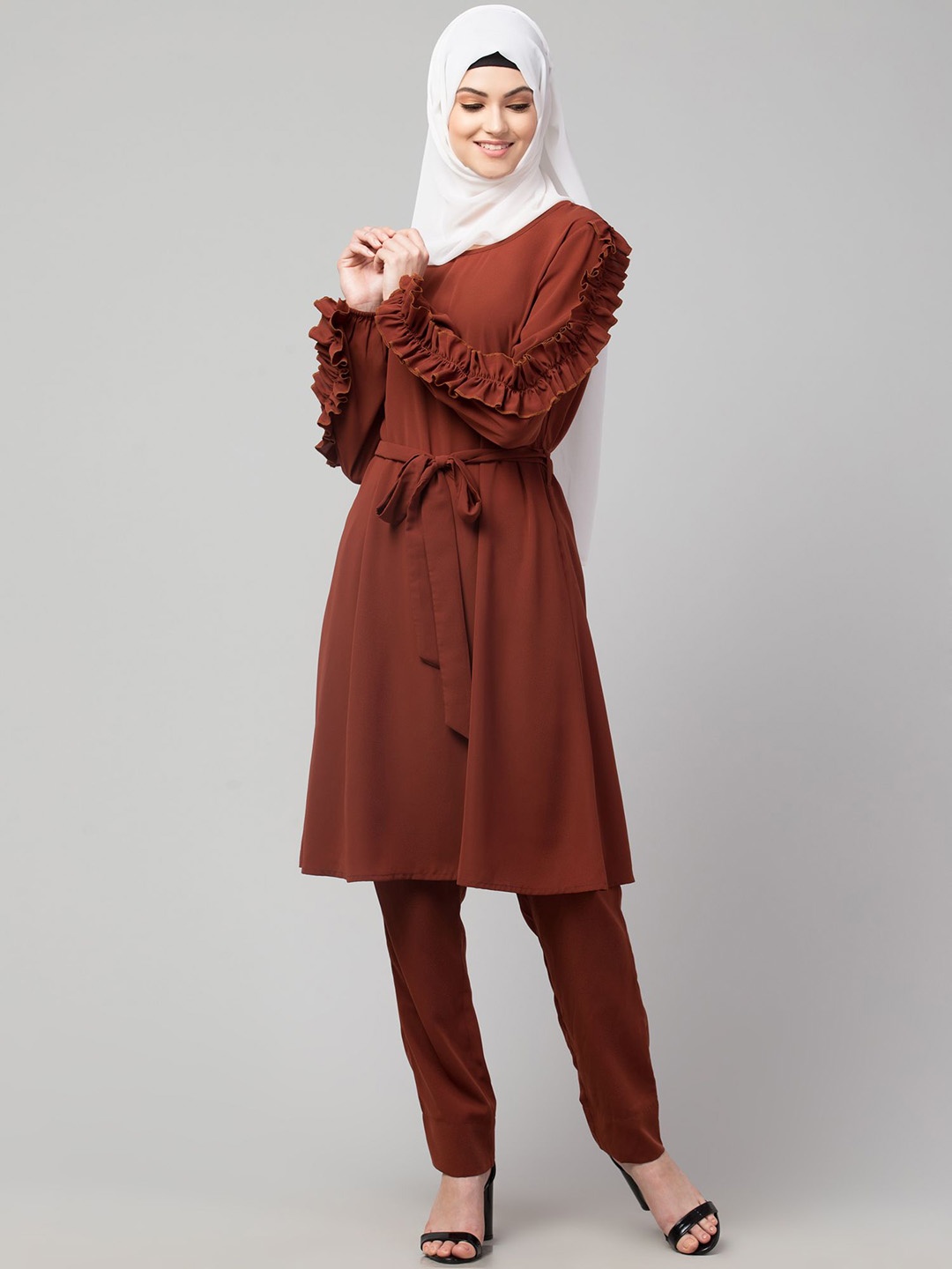 

MUSHKIYA Tunic With Trouser & Belt, Rust