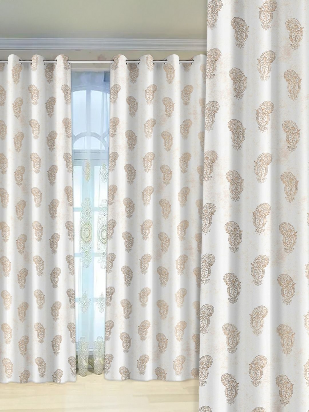 

Tesmare Premium Off White & Beige Embellished Velvet Door Curtain
