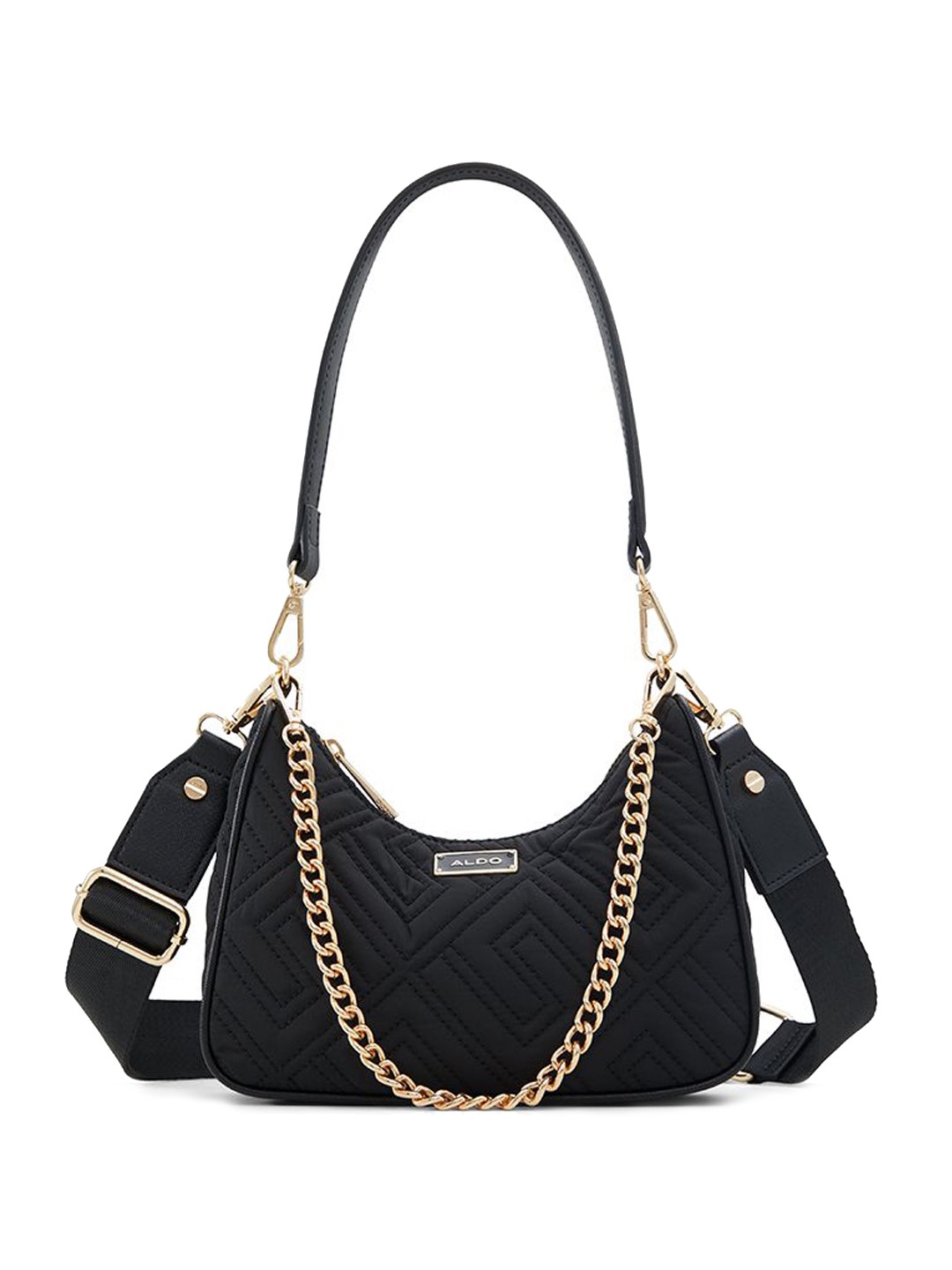 

ALDO Colourblocked Structured Handheld Bag with Cut Work, Black