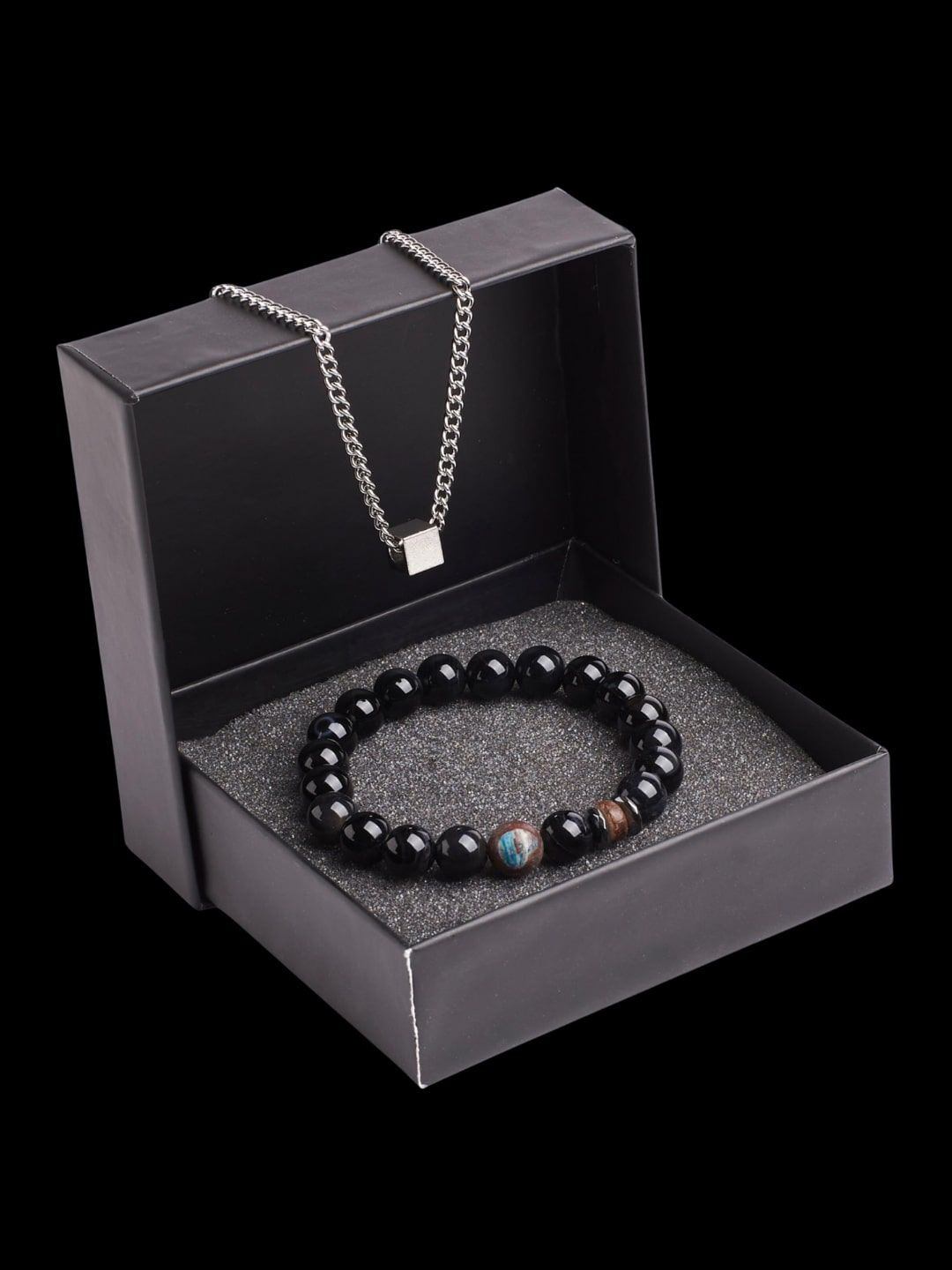 

SALTY Men Stainless Steel Pendant and Bracelet Jewellery Gift Set, Silver