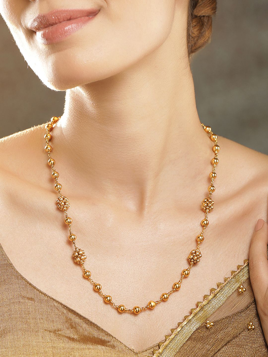

Rubans 22KT Gold Plated Beaded Necklace