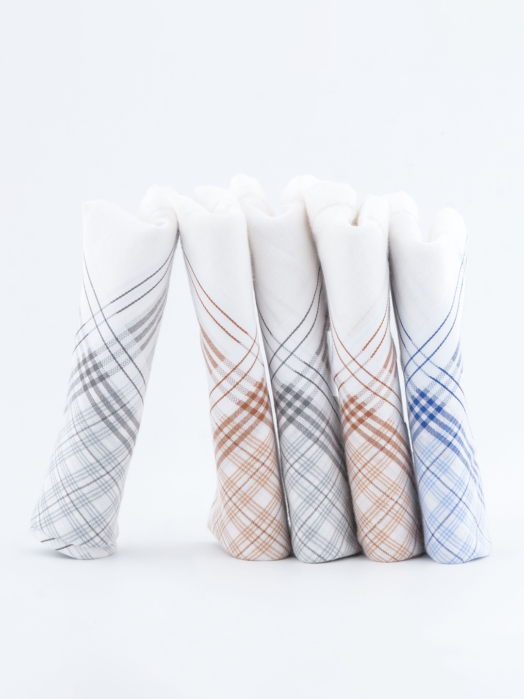 

CROSSLINE Pack Of 5 Checked Pure Cotton Handkerchief, White