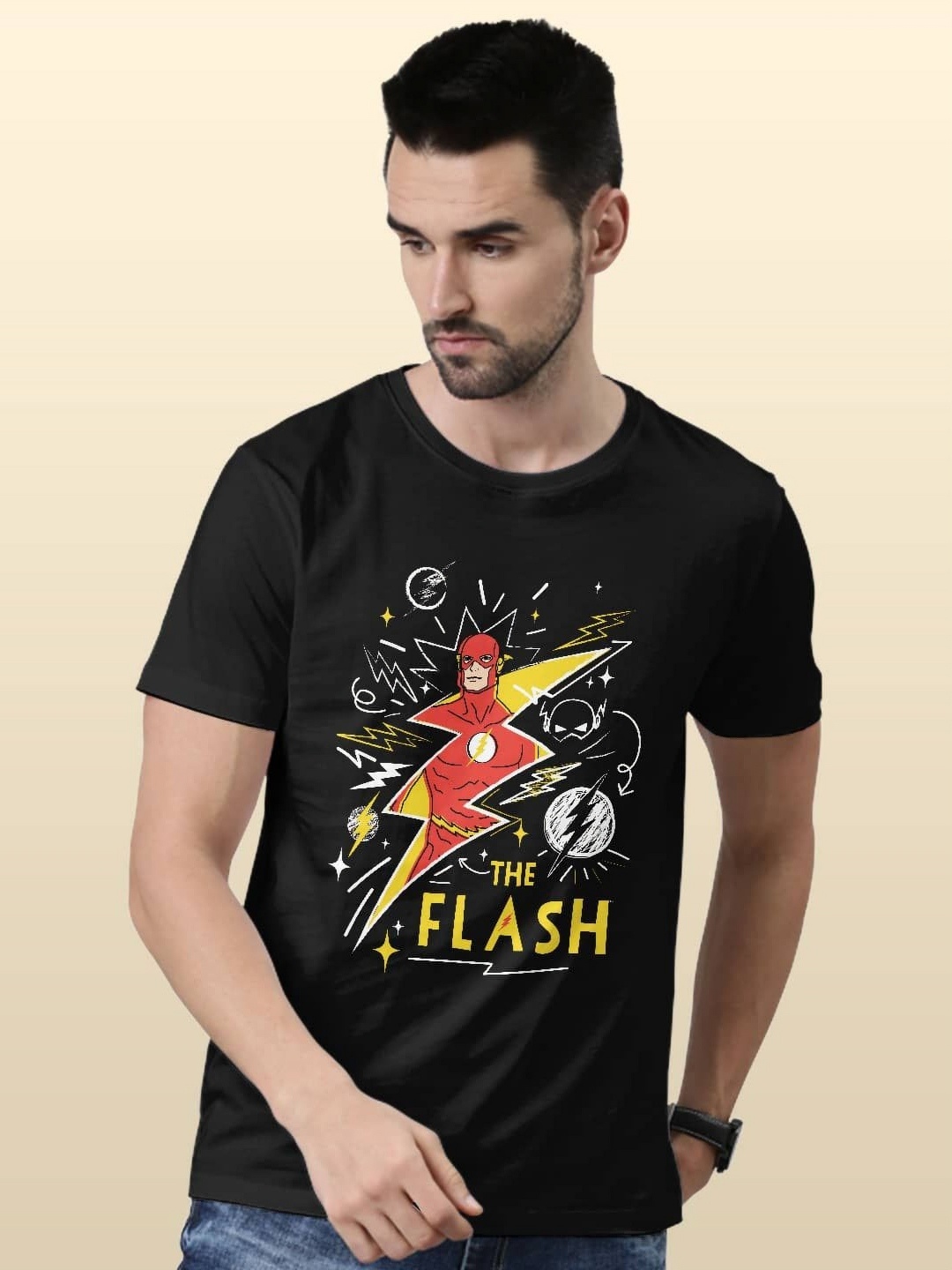 

macmerise Men Printed Raw Edge T-shirt, Black