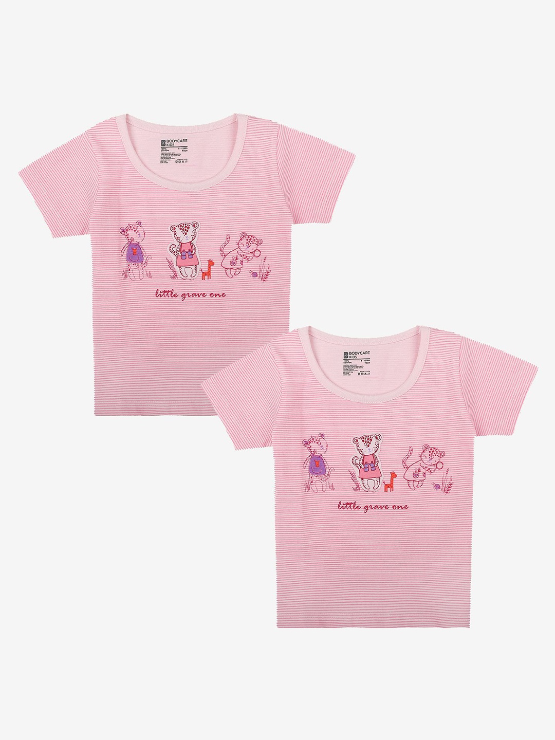 

Bodycare Girls Cotton Typography Printed T-shirt Pack of 2, Pink