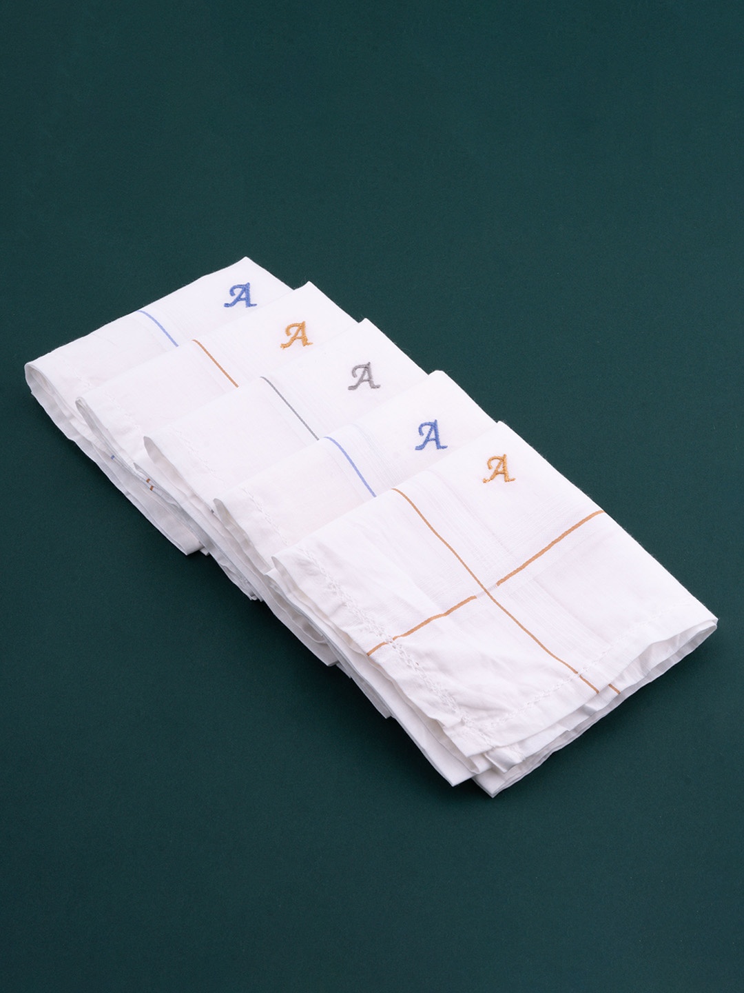 

CROSSLINE Pack Of 5 Embroidered Cotton Handkerchief, White