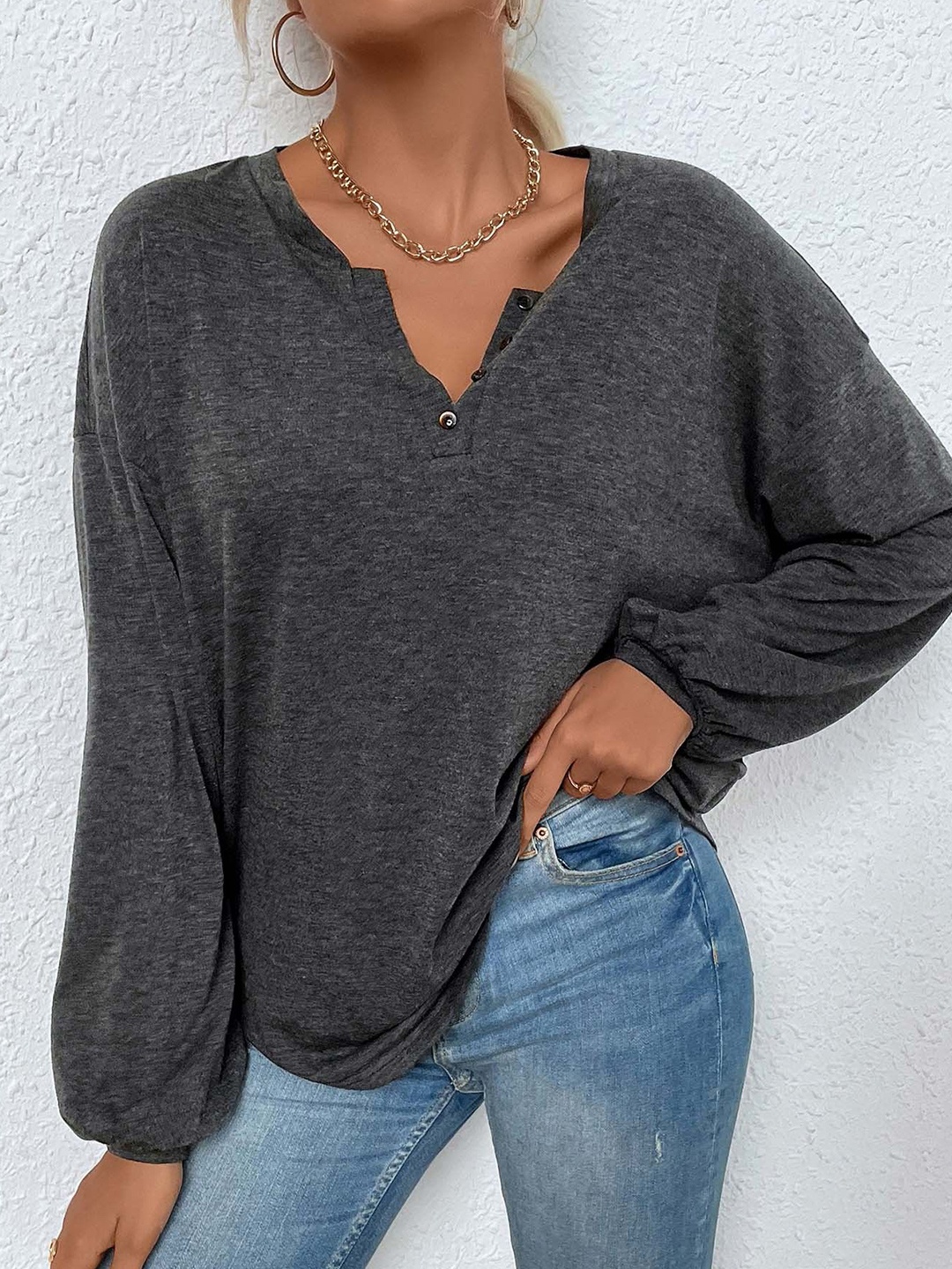 

StyleCast Extended Sleeves Top, Grey