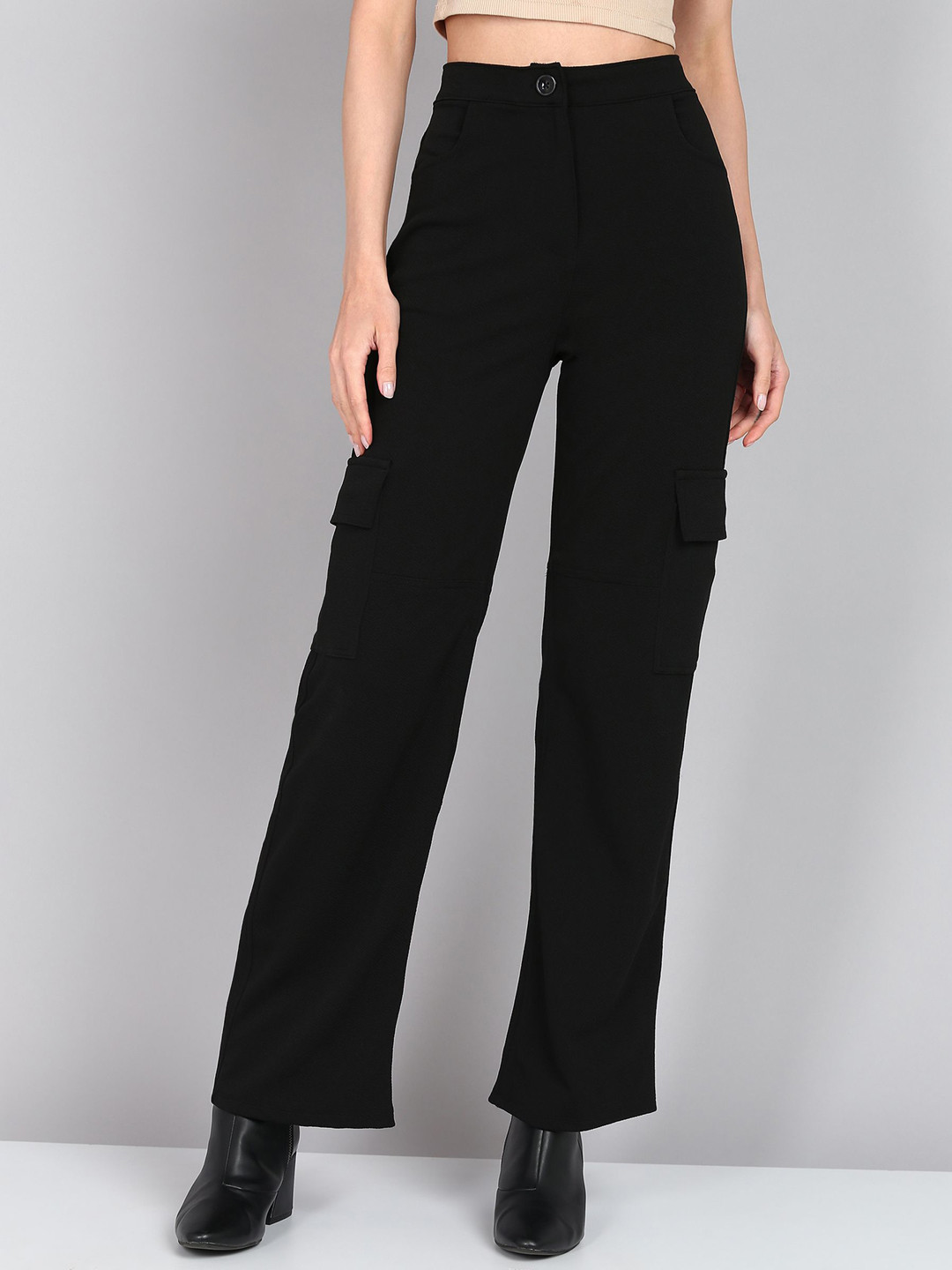 

BAESD Women Relaxed Straight Leg High-Rise Cargo Pant, Black