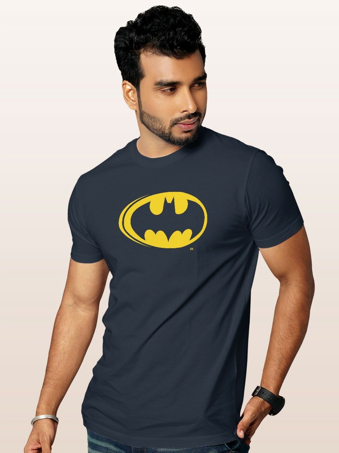 

macmerise Men Printed Applique T-shirt, Blue