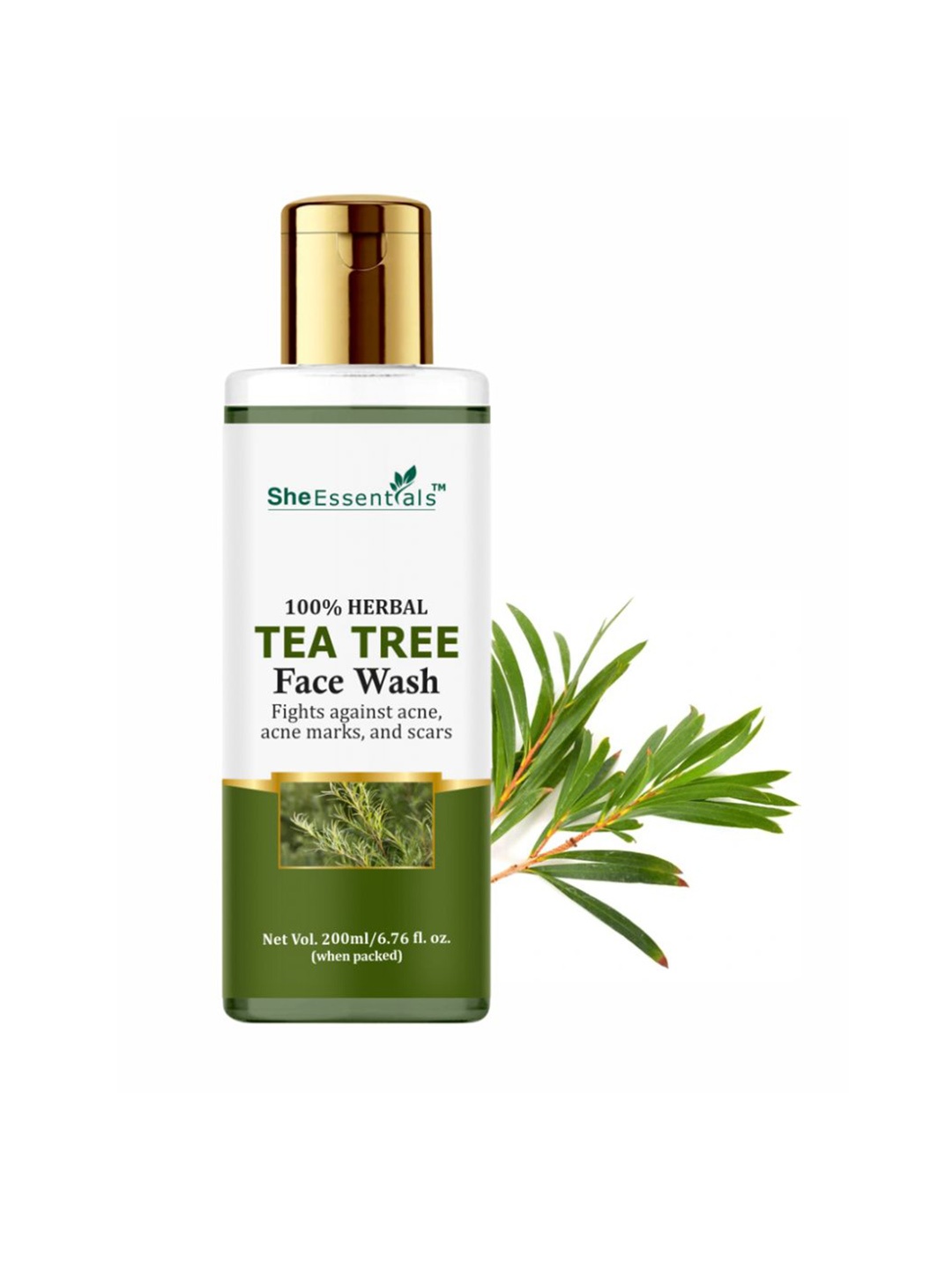 

She Essentials Tea Tree Oil And Neem Extract For Acne & Pimples Face Wash-200ml, Transparent