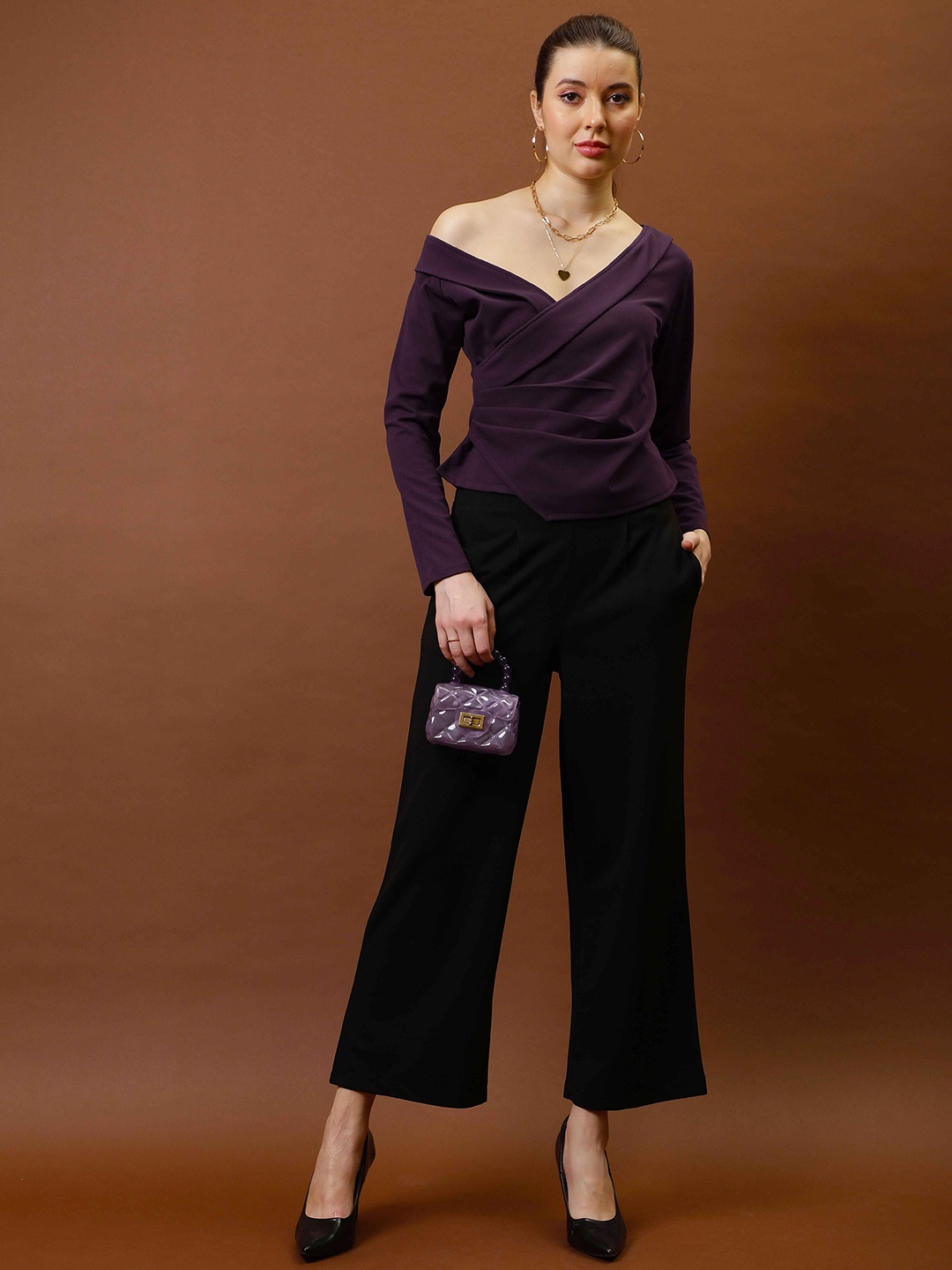 

Athena Asymmetrical Neck Top, Purple