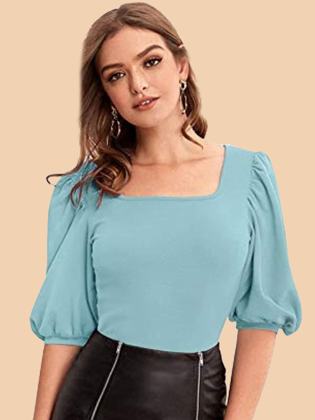 

Dream Beauty Fashion Puff Sleeve Top, Turquoise blue