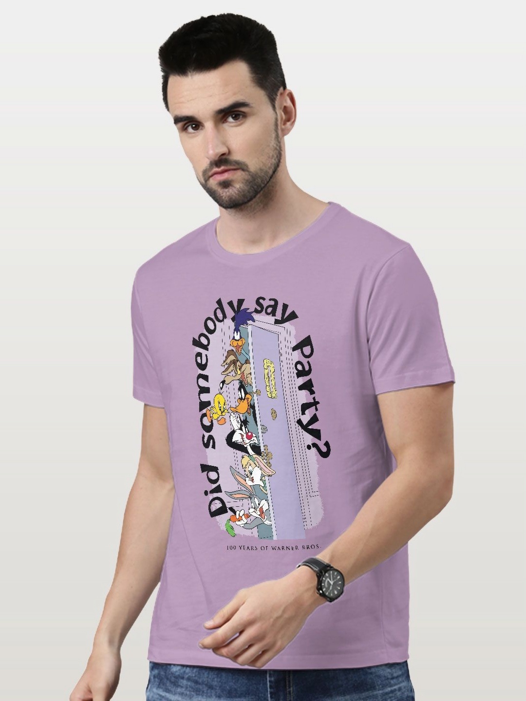 

macmerise Men Printed T-shirt, Lavender