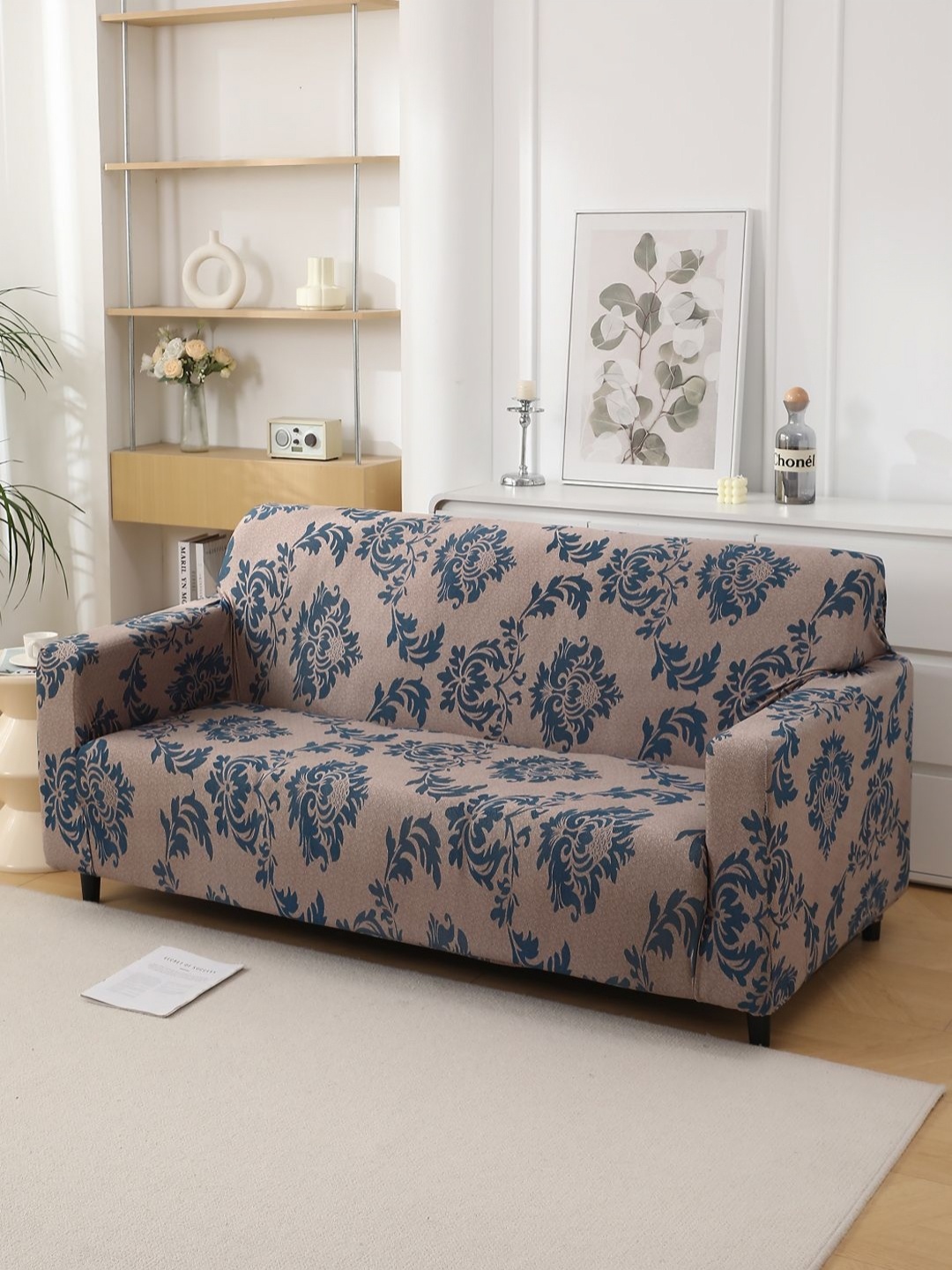 

HOKIPO Coffee Brown 2 Seater Sofa Cover With Arms
