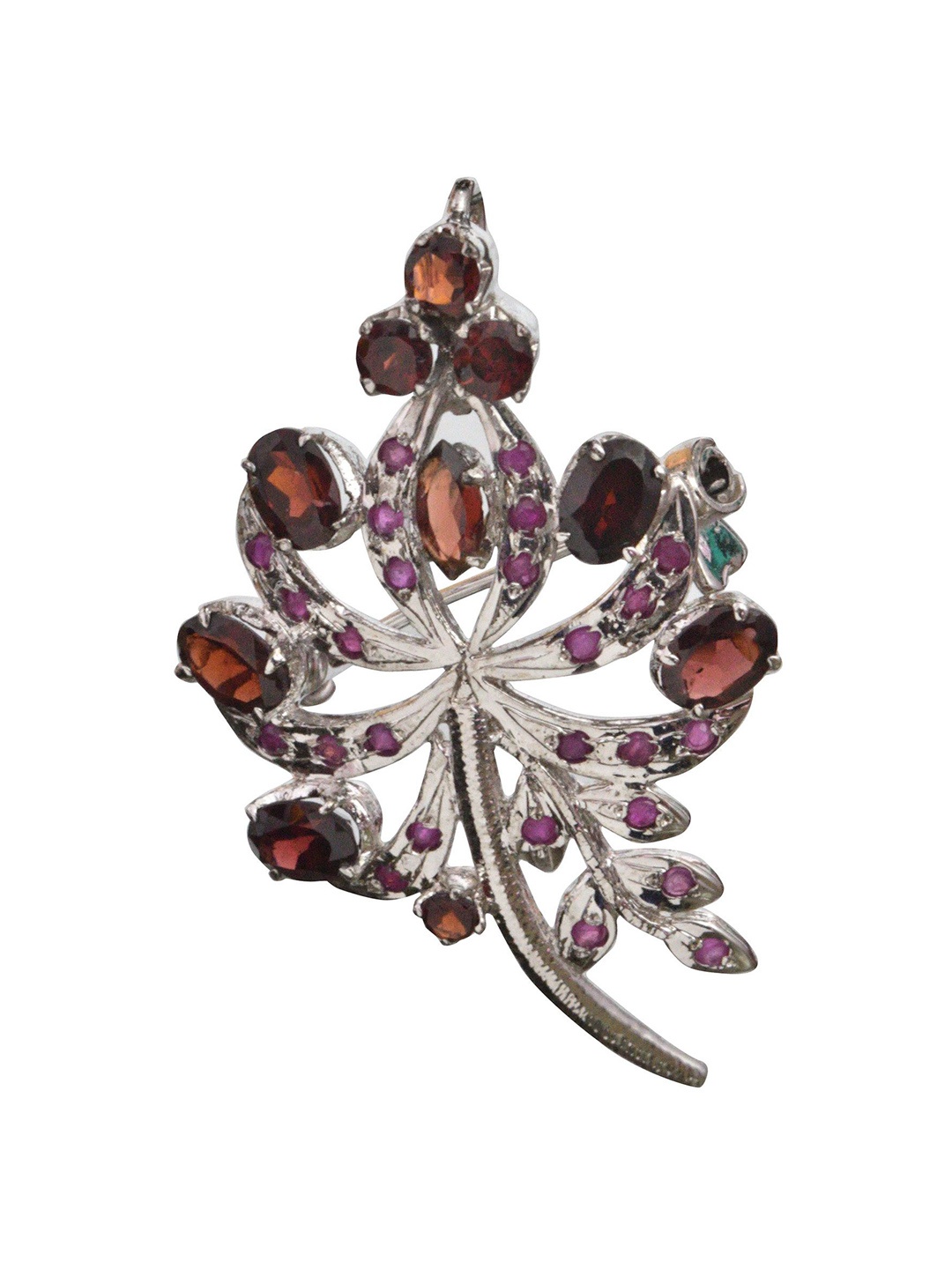 

Exotic India Magic Wand Garnet Brooch-cum-Pendant, Silver