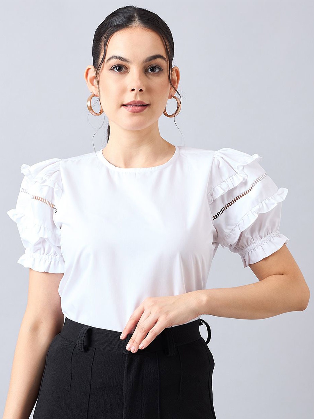 

Style Quotient Puff Sleeve Top, White