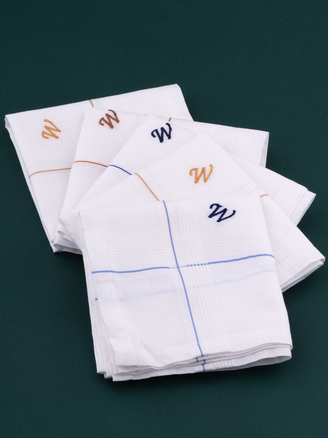 

CROSSLINE Pack Of 5 Embroidered Pure Cotton Handkerchiefs, White