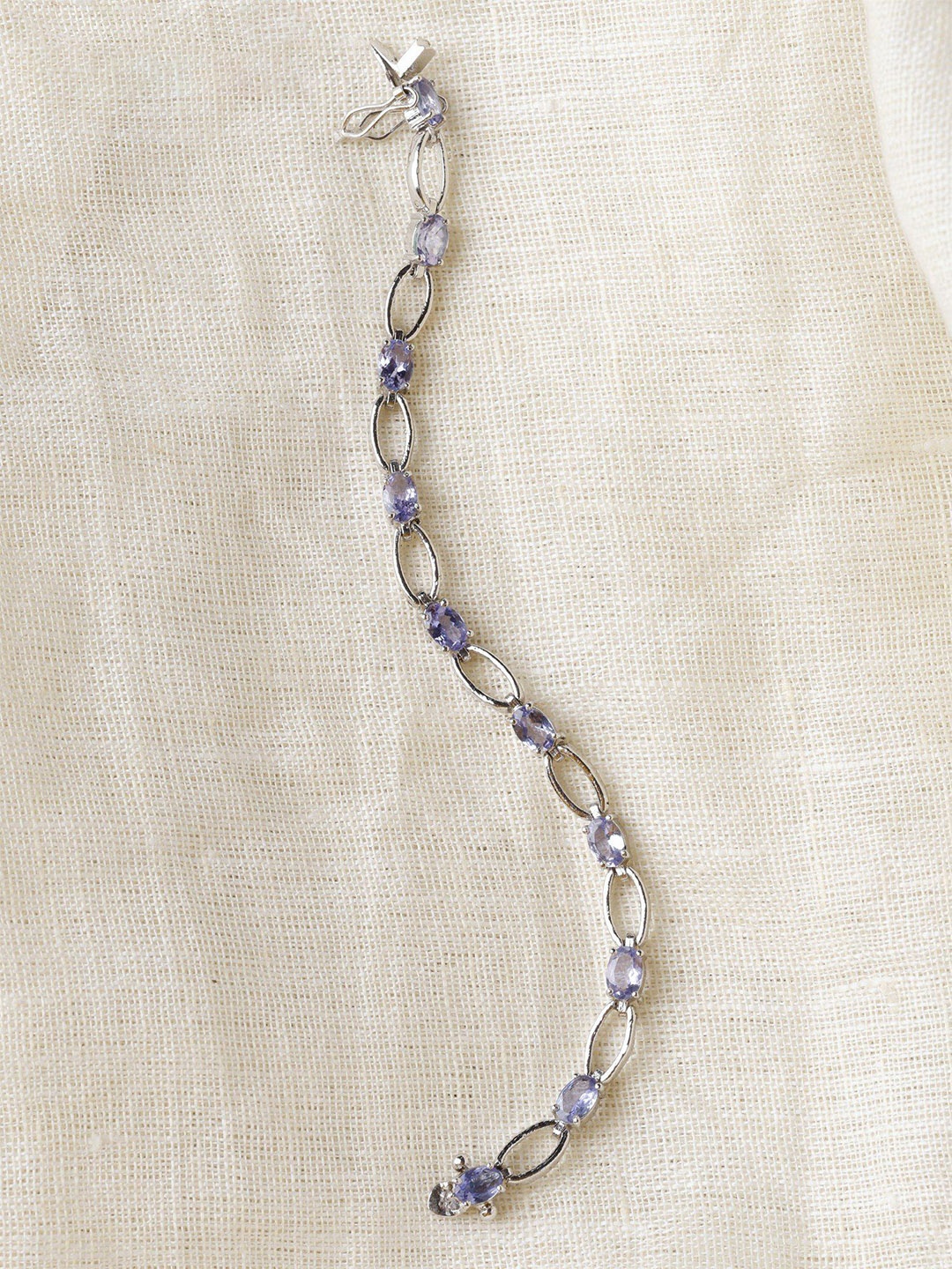 

Exotic India Faceted Tanzanite Sterling Silver Chain Bracelet