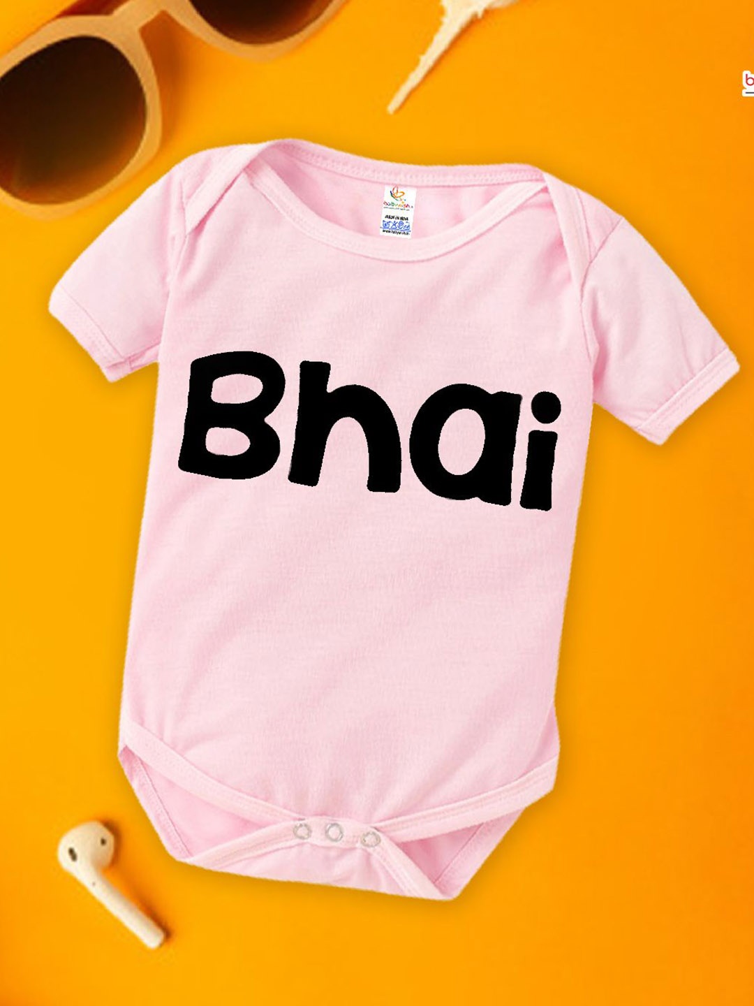 

Babywish Infants Printed Cotton Bodysuit, Pink