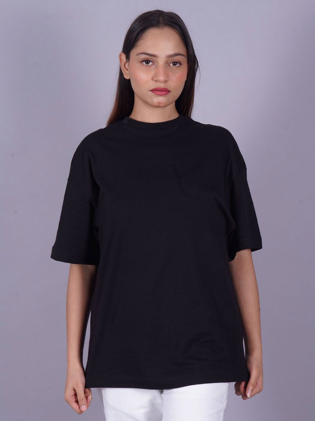 

VYVE Women Pack Of 2 Round Neck Solid T-shirts, Black