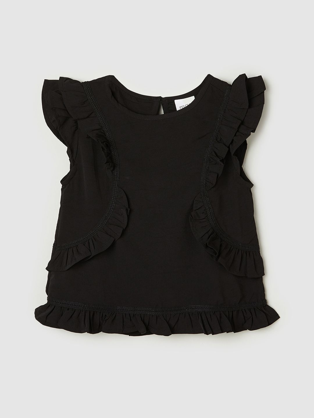

max Flutter Sleeve Cotton Top, Black
