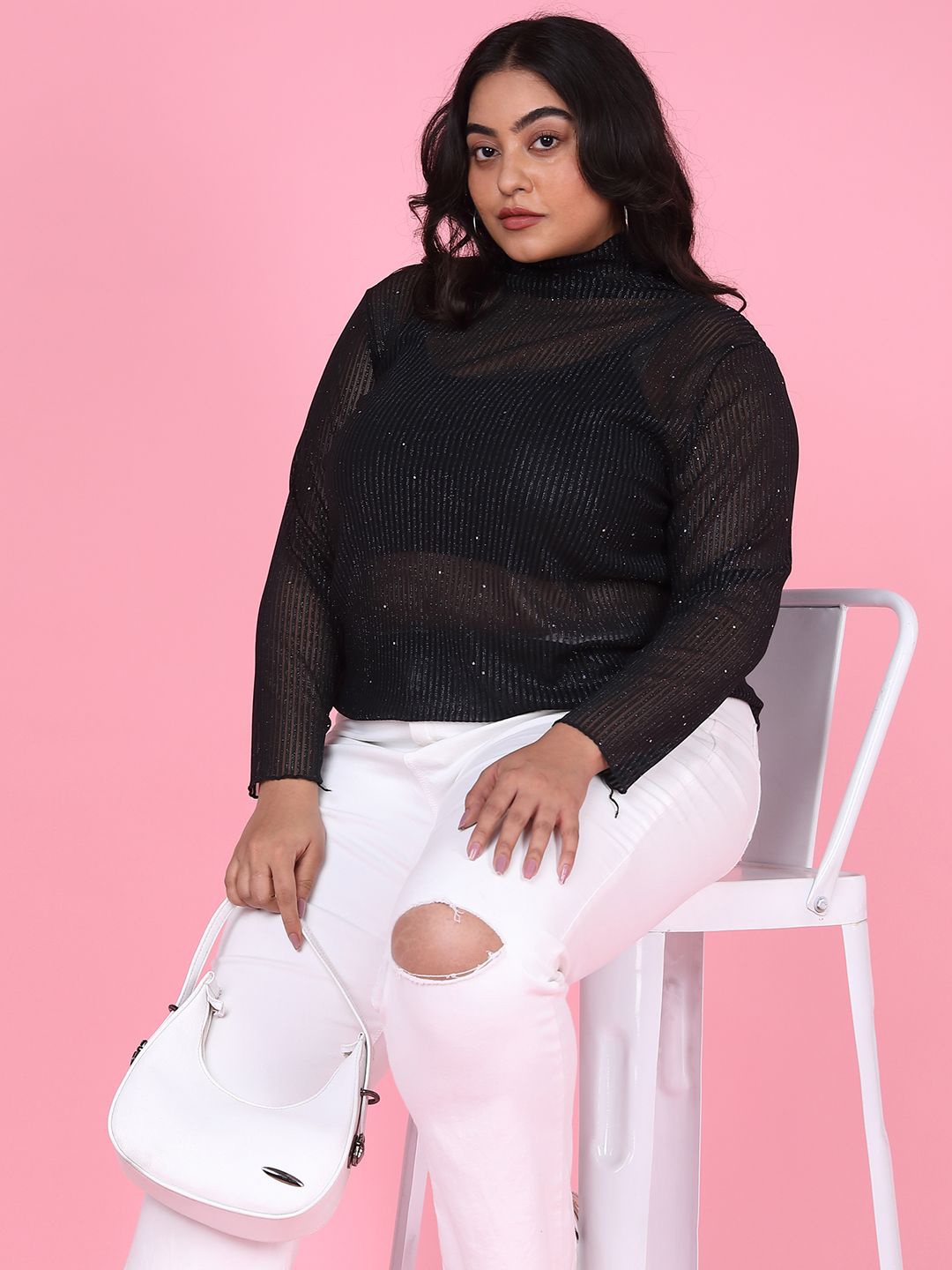 

SHOWOFF Net Top, Black