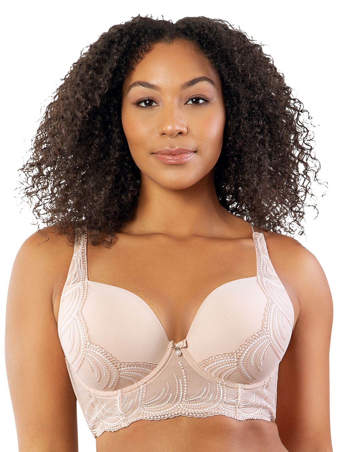 

PARFAIT Embroidered Half Coverage Underwired Lightly Padded Plunge Bra, Nude