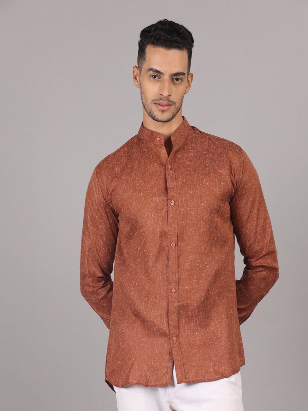 

RIAG Men Classic Opaque Casual Shirt, Brown