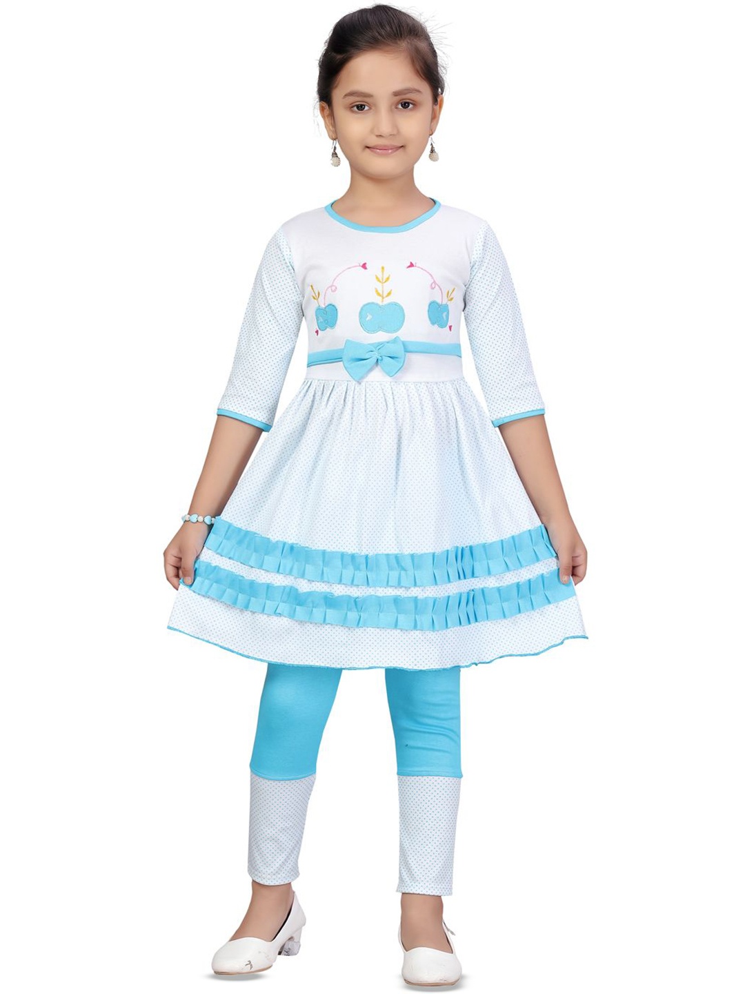 

BAESD Girls Printed Pure Cotton Top with Leggings, Blue