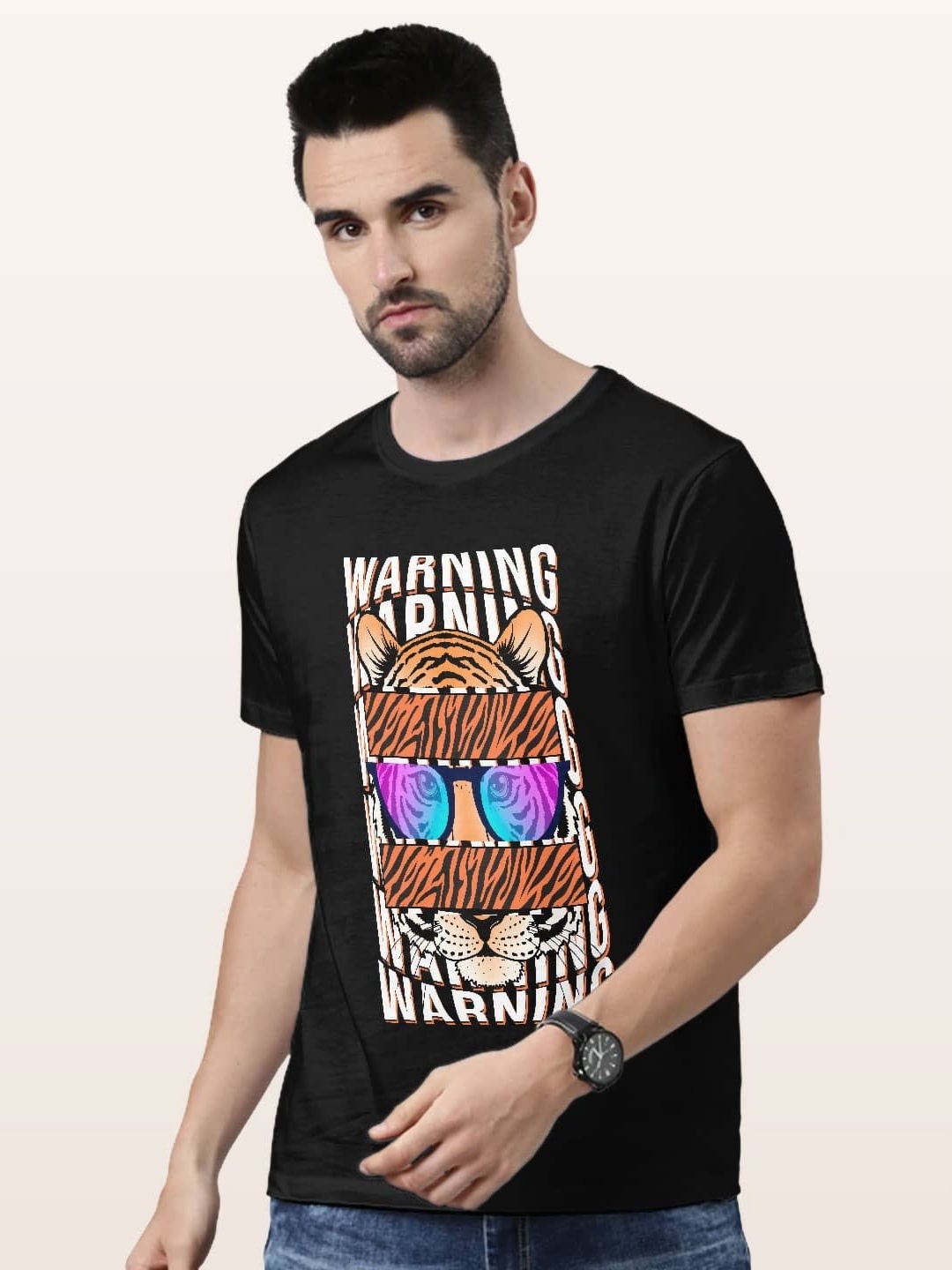 

macmerise Men Printed Pockets T-shirt, Black