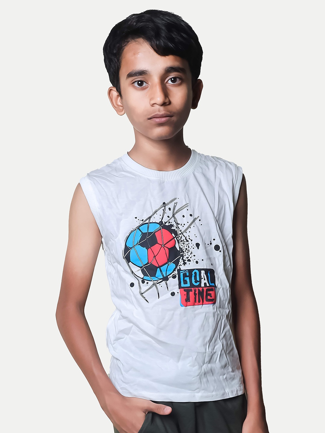 

BAESD Boys Graphic Printed Round Neck T-shirt, White