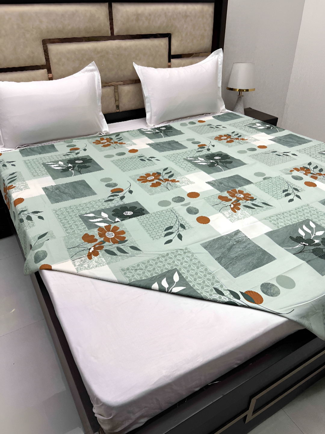 

Pure Decor Green & Brown Printed Pure Cotton Super King Size Duvet Cover With Zipper