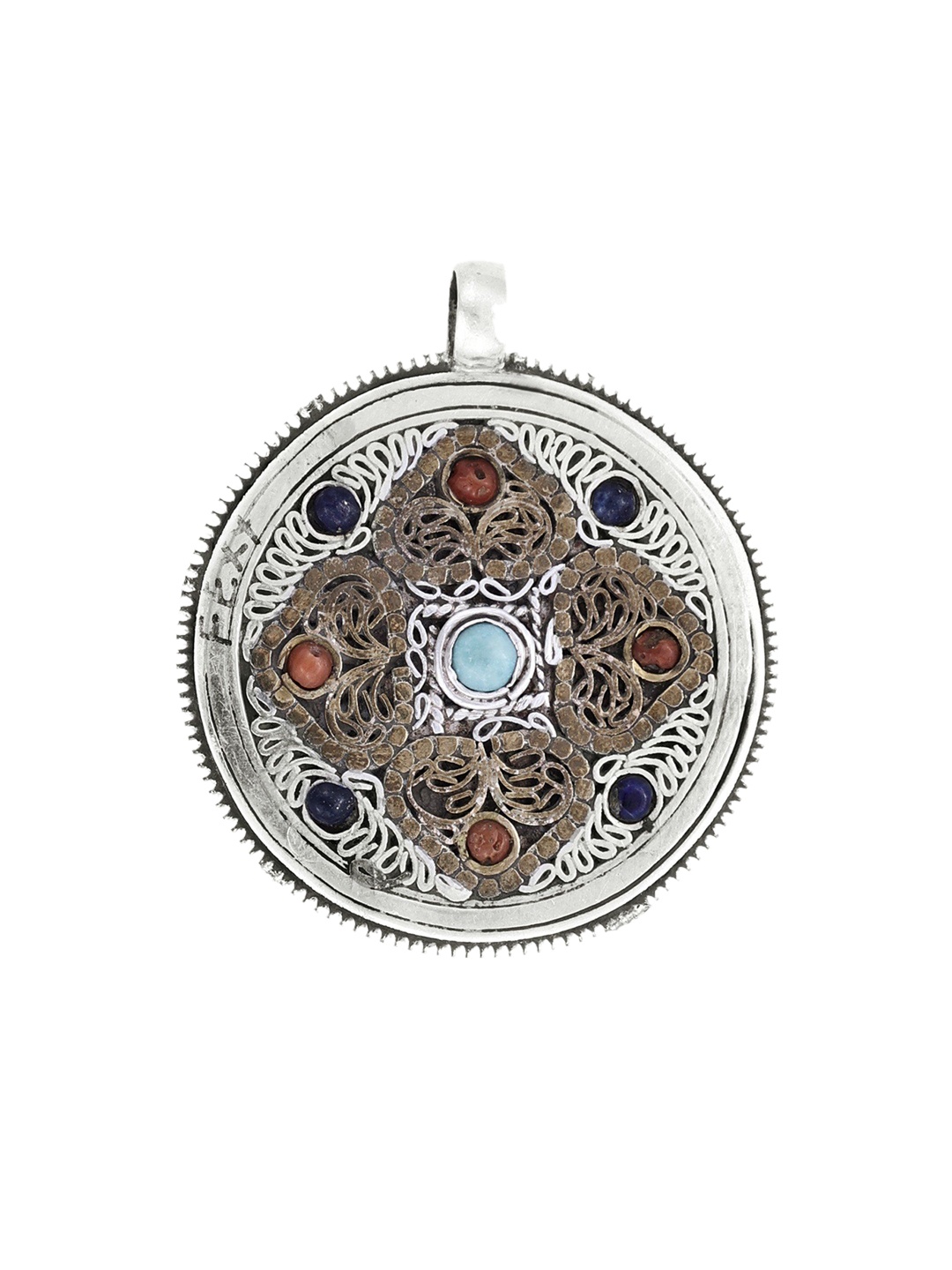 

Exotic India Sterling Silver Mandala with Filigree Pendant