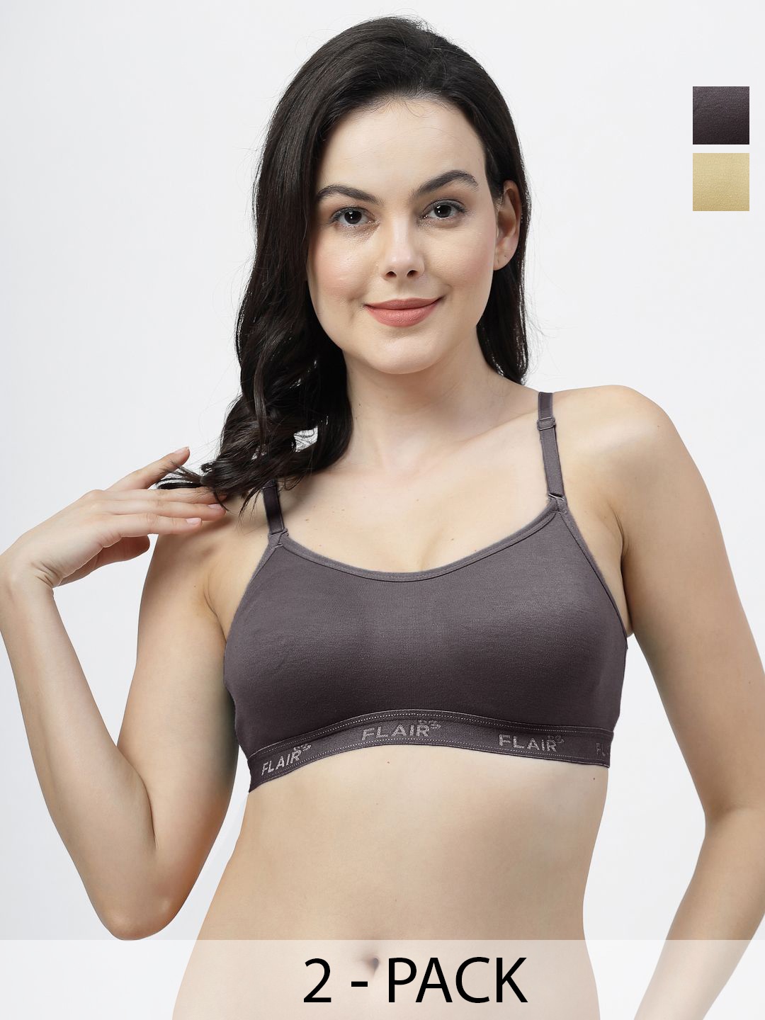 

SHYAM SONS FLAIR Pack Of 2 Full Coverage Seamless Workout Bra, Beige
